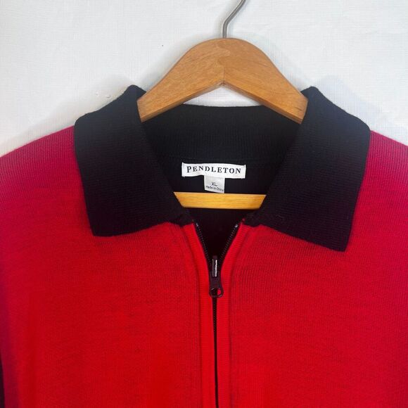 Pendleton Merino Wool Zip Up Sweater Contrast Trim Classic Timeless Size XL - Picture 6 of 11